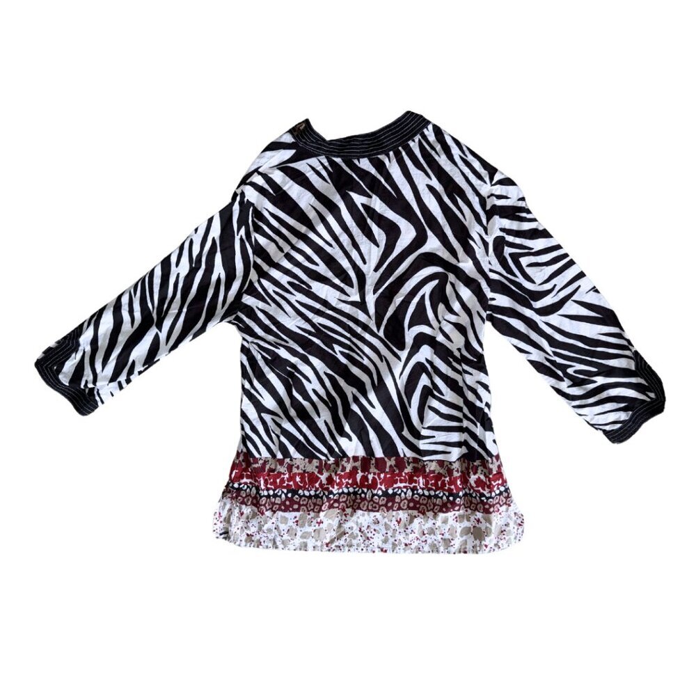 Zebra Aztec Westbound Women's Top 100% Cotton Medium - Picture 2 of 9